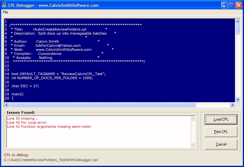 Concordance CPL Debugger